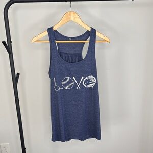 Women's Navy Tank Top with Love Baseball Design